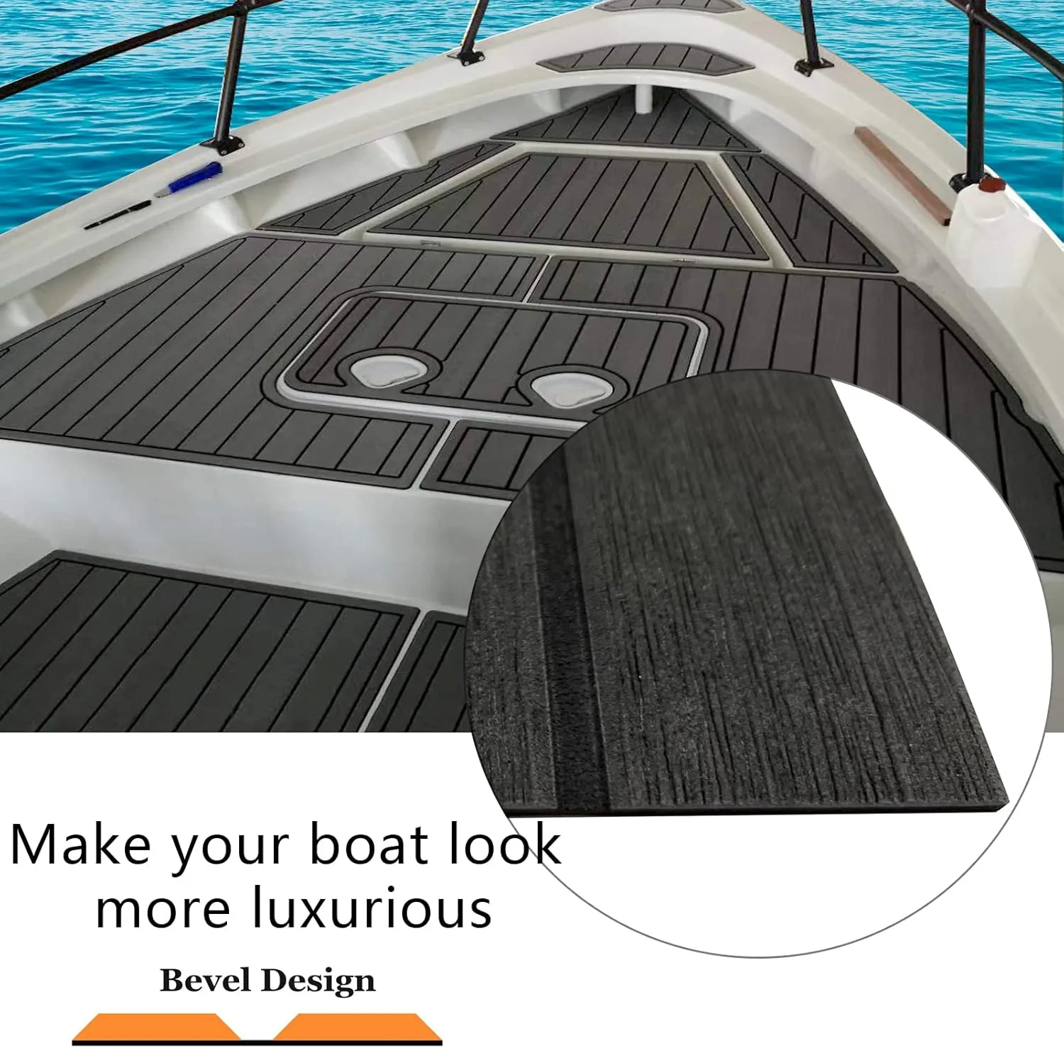 Boat Flooring Mat EVA Foam Boat Decking Marine Carpet Faux Teak Sea Decking Sheet Non-Slip Self-Adhesive Flooring Material for Boats Pontoon Yacht Surfboard Swim Platform RV Floor 94" x 35"