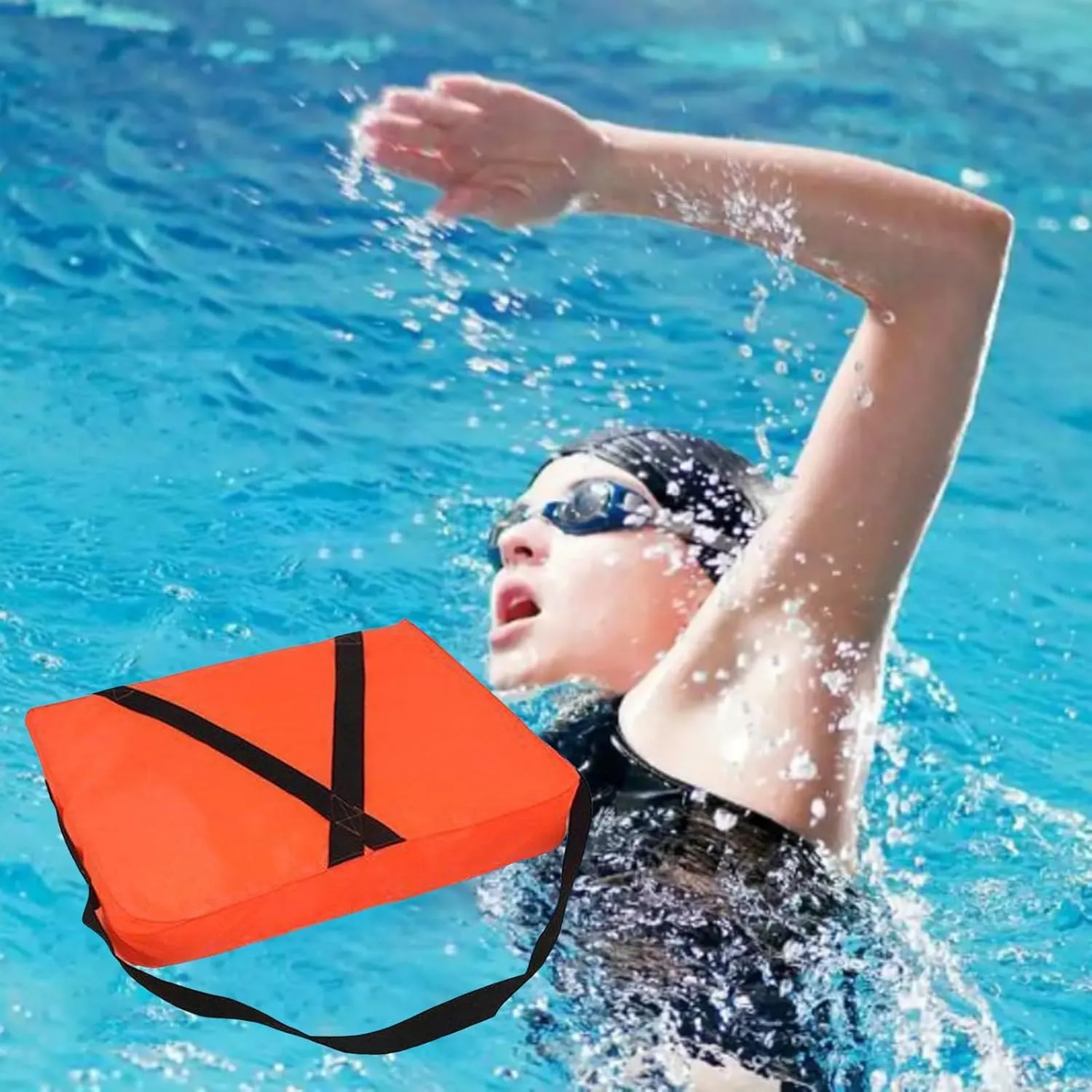 Boat Throwable Flotation Device, 18x14in Red Throwable Flotation Cushions, High Buoyancy Boat Throw Cushion with Strap, Waterproof Boat Cushion for Boating, Swimming, Rescue Boats (2Pcs_Orange)