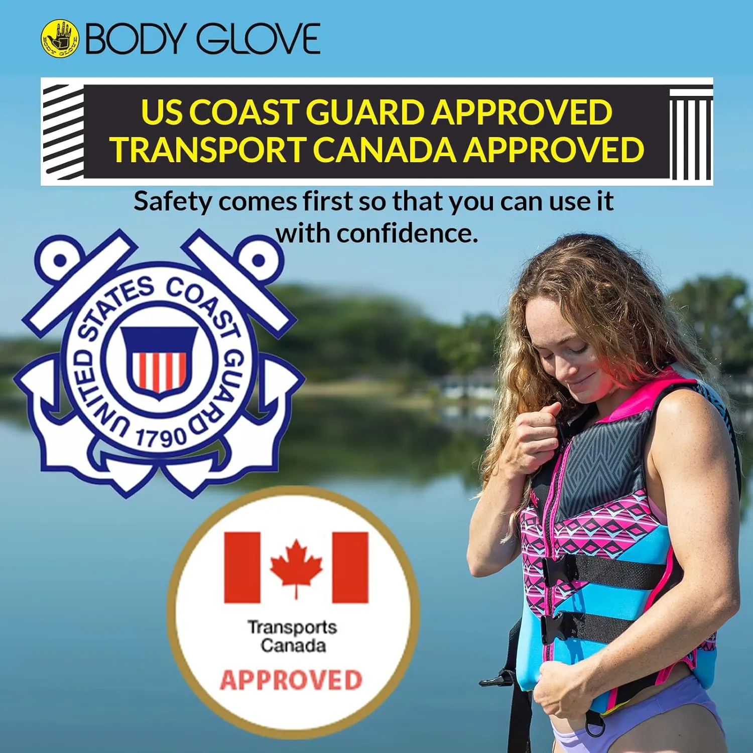 Body Glove Phantom Women's Neoprene Life Jacket, USCG and Transport Canada Approved PFD, Lightweight Life Vest, Great for Boating, Fishing, Kayaking, Rafting, Paddling