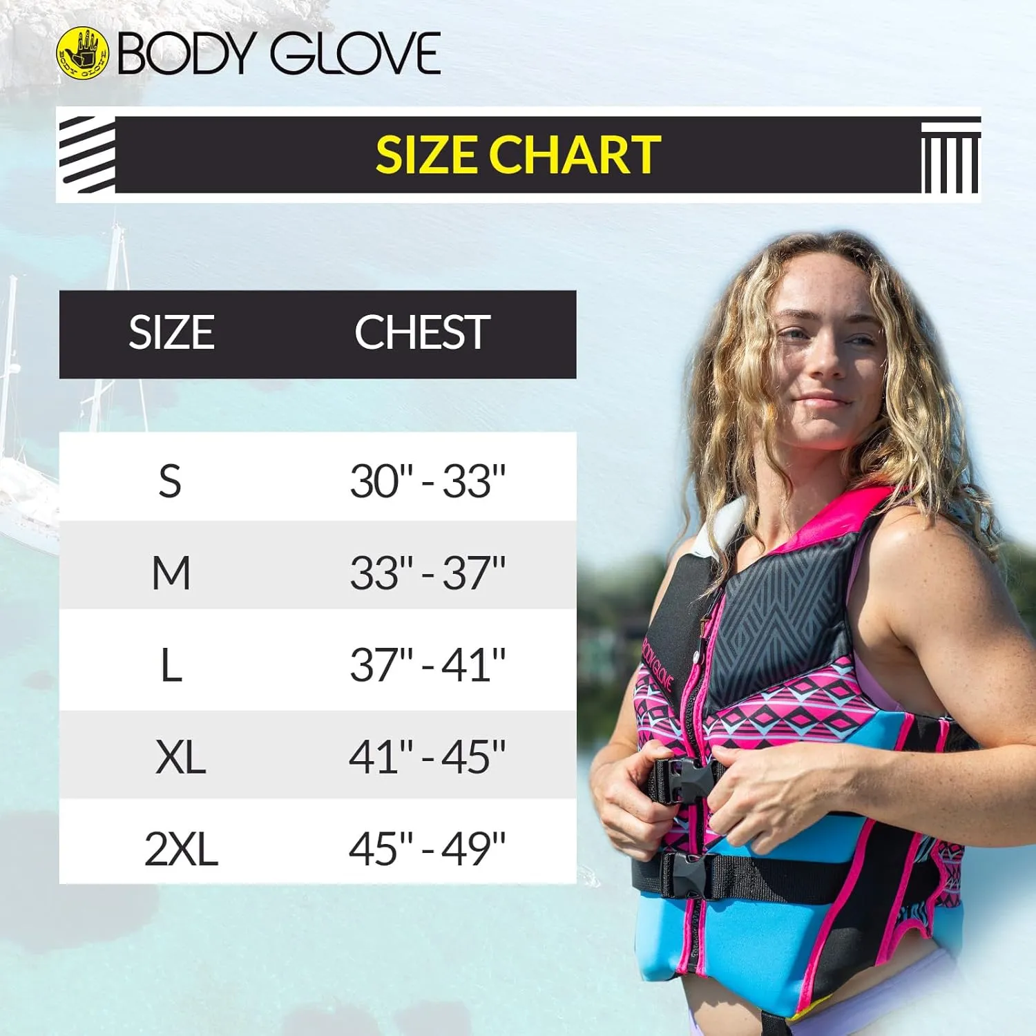Body Glove Phantom Women's Neoprene Life Jacket, USCG and Transport Canada Approved PFD, Lightweight Life Vest, Great for Boating, Fishing, Kayaking, Rafting, Paddling