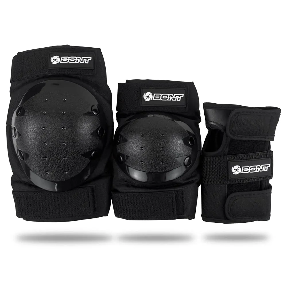 Bont Skates Kids Protective Pad Set with Knee, Elbow and Wrist Guards for Inline, Roller Skate (Black, S)