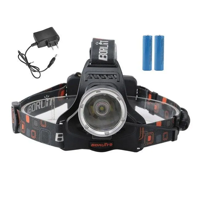 BORUiT A2 XML T6 LED Headlamp 3-Mode IPX4 Waterproof Headlamp DC Charger Head Torch Camping Fishing Flashlight by 18650 Battery
