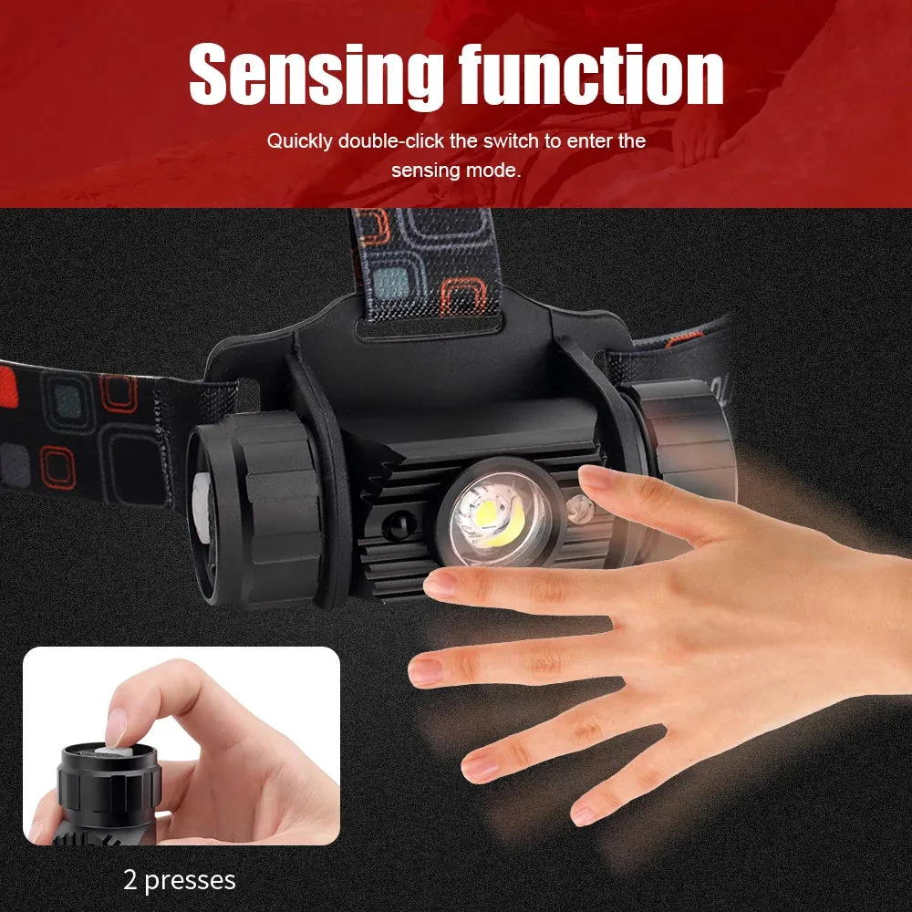BORUiT RJ-020 LED Induction Headlamp 1000LM Motion Sensor Headlight 18650 Rechargeable Head Torch Camping Hunting Flashlight