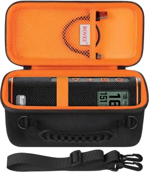 BOVKE Carrying Case for Bushnell Wingman View Golf GPS Speaker, Wingman View Travel Bag with Shoulder Strap and Extra Mesh Pocket for Charging Cords and Accessories, Black/Orange