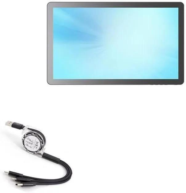 BoxWave Cable Compatible with Microtouch M1-215IC-W3-A2 (21.5 in) - AllCharge miniSync, Retractable, Portable USB Cable - Jet Black