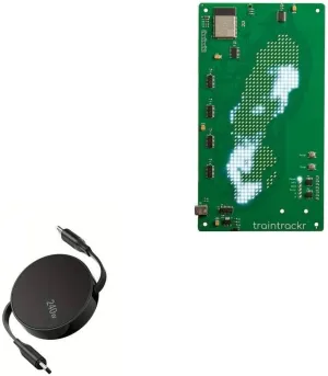 BoxWave Cable Compatible with Traintrackr Sweden Map Trackr - PD miniSync (240W), Retractable PD 240W Portable USB Type-C Cable - Jet Black
