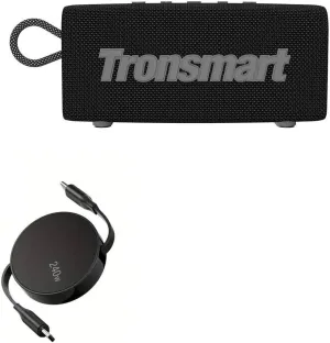 BoxWave Cable Compatible with Tronsmart Trip Portable Outdoor Speaker - PD miniSync (240W), Retractable PD 240W Portable USB Type-C Cable - Jet Black