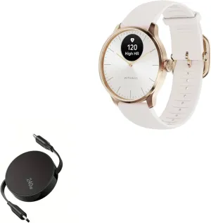 BoxWave Cable Compatible with Withings ScanWatch Light - PD miniSync (240W), Retractable PD 240W Portable USB Type-C Cable - Jet Black