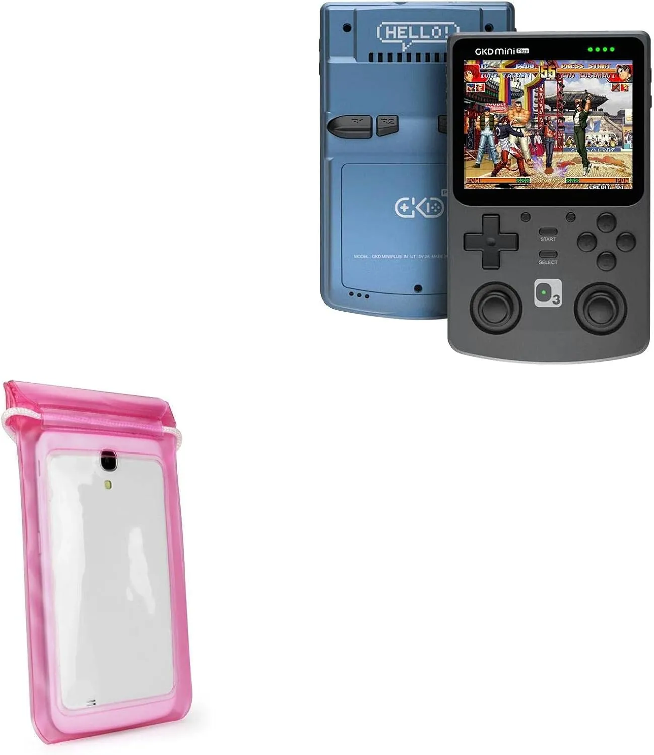 BoxWave Case Compatible with Game Kiddy GKD Plus - AquaProof Pouch, Triple Sealed Waterproof Carrying Pouch Lanyard - Pink
