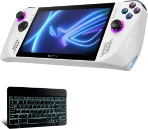 BoxWave Keyboard Compatible with ASUS ROG Ally Z1 - SlimKeys Bluetooth Keyboard - with Backlight, Portable Slim LED 7 Colors - Jet Black