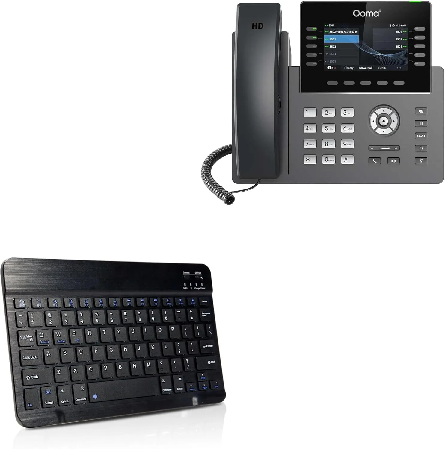 BoxWave Keyboard Compatible with Ooma 2615W IP Phone - SlimKeys Bluetooth Keyboard, Portable Thin with Chiclet-Style Keys - Jet Black
