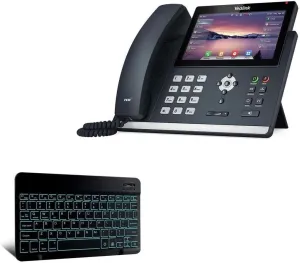 BoxWave Keyboard Compatible with Ooma YeaLink T48U - SlimKeys Bluetooth Keyboard - with Backlight, Portable Slim LED 7 Colors - Jet Black
