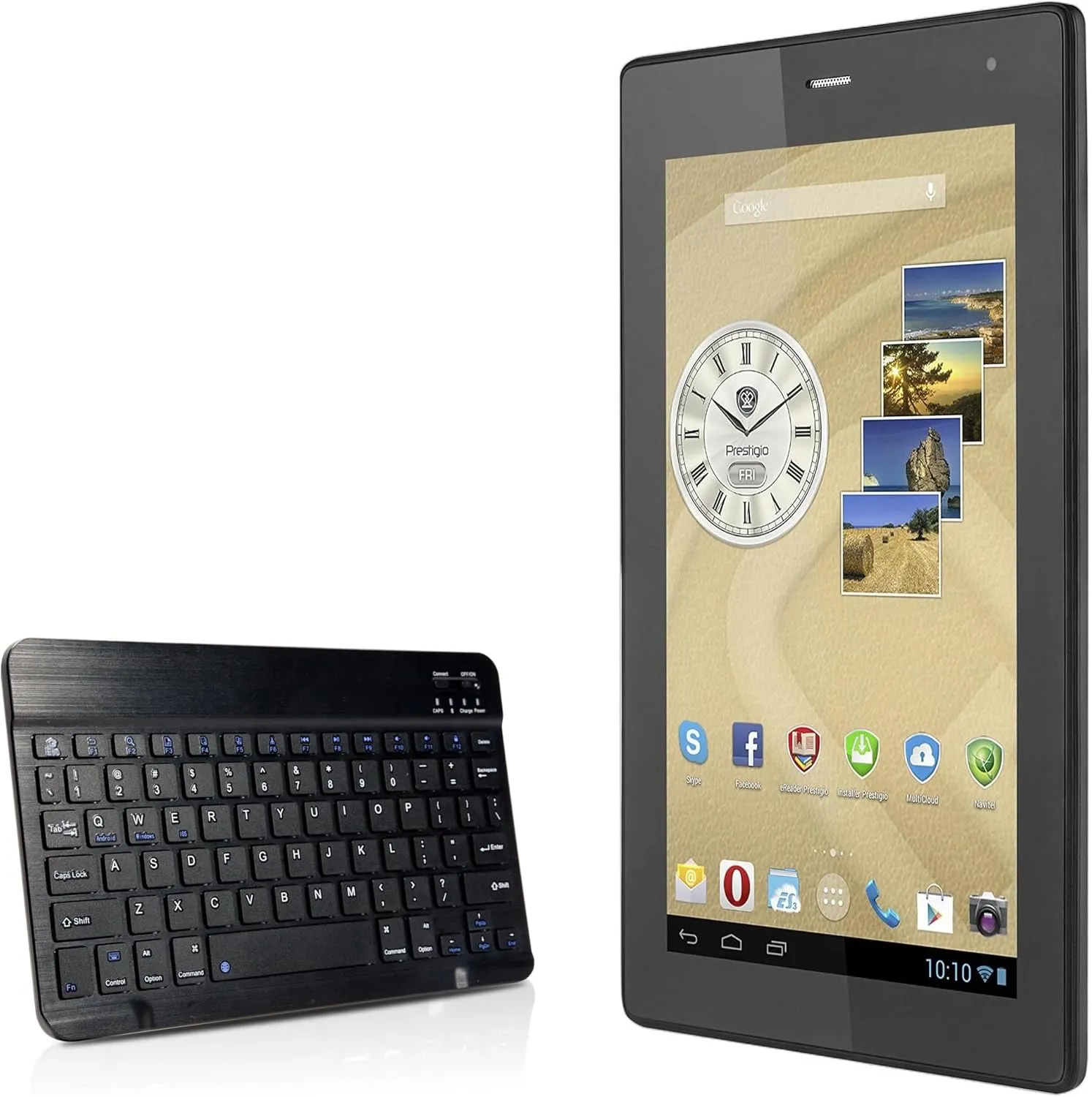 BoxWave Keyboard Compatible with Prestigio MultiPad Ranger 7.0 3G - SlimKeys Bluetooth Keyboard, Portable Thin with Chiclet-Style Keys - Jet Black