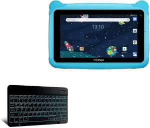 BoxWave Keyboard Compatible with Prestigio SmartKids Pro - SlimKeys Bluetooth Keyboard - with Backlight, Portable Slim LED 7 Colors - Jet Black