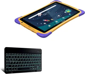 BoxWave Keyboard Compatible with Prestigio SmartKids Up - SlimKeys Bluetooth Keyboard - with Backlight, Portable Slim LED 7 Colors - Jet Black