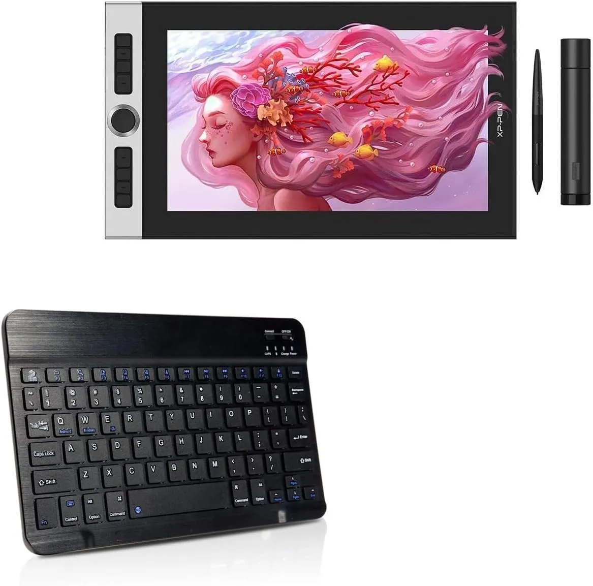 BoxWave Keyboard Compatible with XP-Pen Innovator 16 - SlimKeys Bluetooth Keyboard, Portable Thin with Chiclet-Style Keys - Jet Black