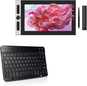BoxWave Keyboard Compatible with XP-Pen Innovator 16 - SlimKeys Bluetooth Keyboard, Portable Thin with Chiclet-Style Keys - Jet Black