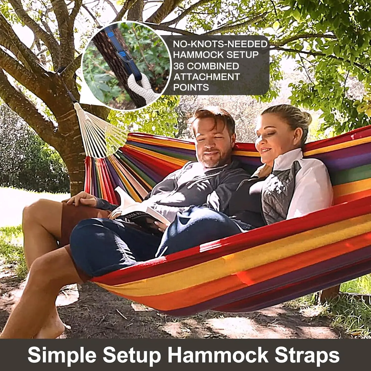 Brazilian Double Hammock with Tree Straps,Extra Large 94x63IN,2 Persons Hammock for Backyard Patio Outdoor and Indoor,450lbs Weight Capacity,Soft Woven Cotton Fabric - Dark Grey