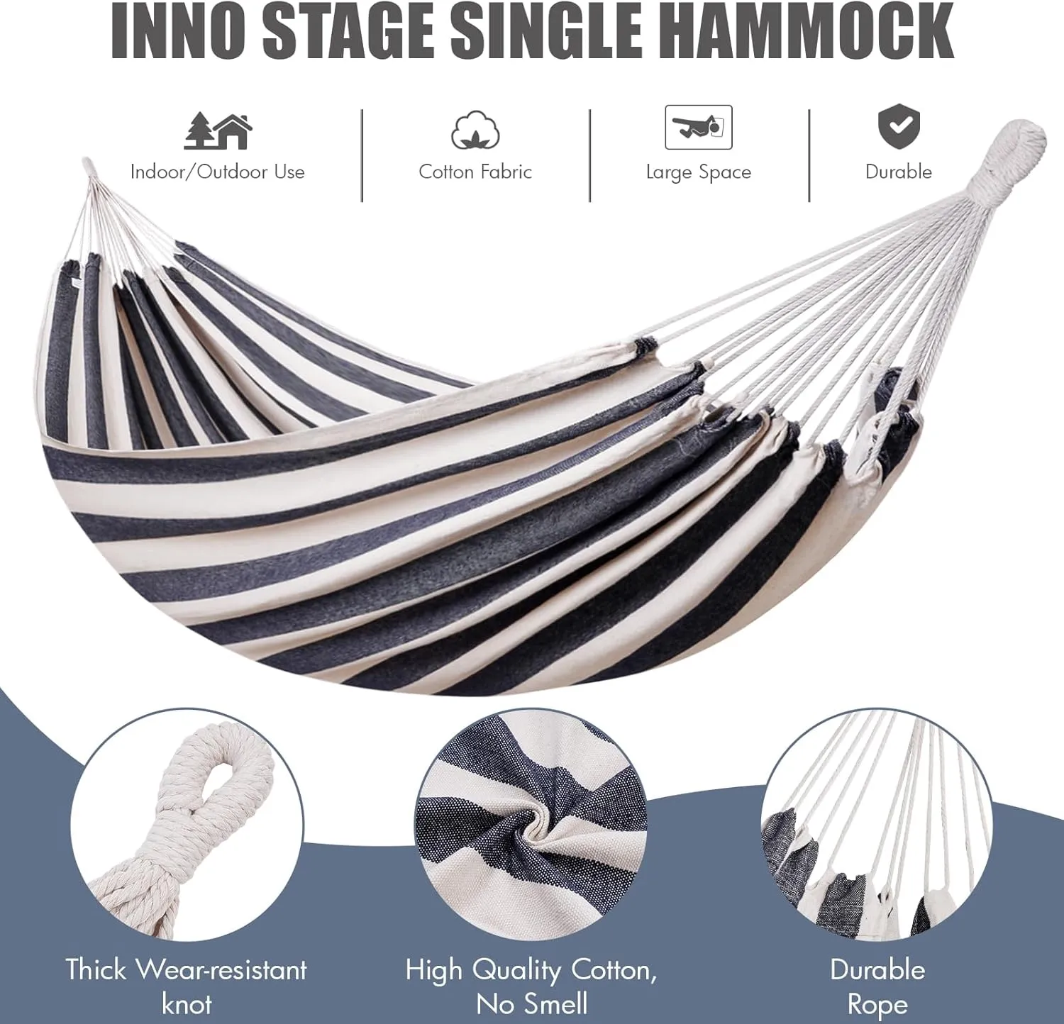 Brazilian Hammock with Tree Straps - Cotton Hammocks Portable Hammock with Carry Bag for Backyard, Porch, Outdoor and Indoor Use