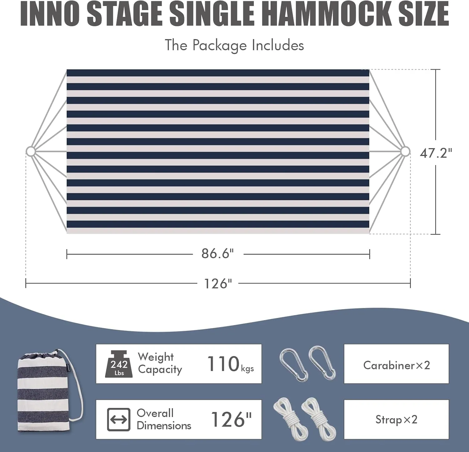 Brazilian Hammock with Tree Straps - Cotton Hammocks Portable Hammock with Carry Bag for Backyard, Porch, Outdoor and Indoor Use
