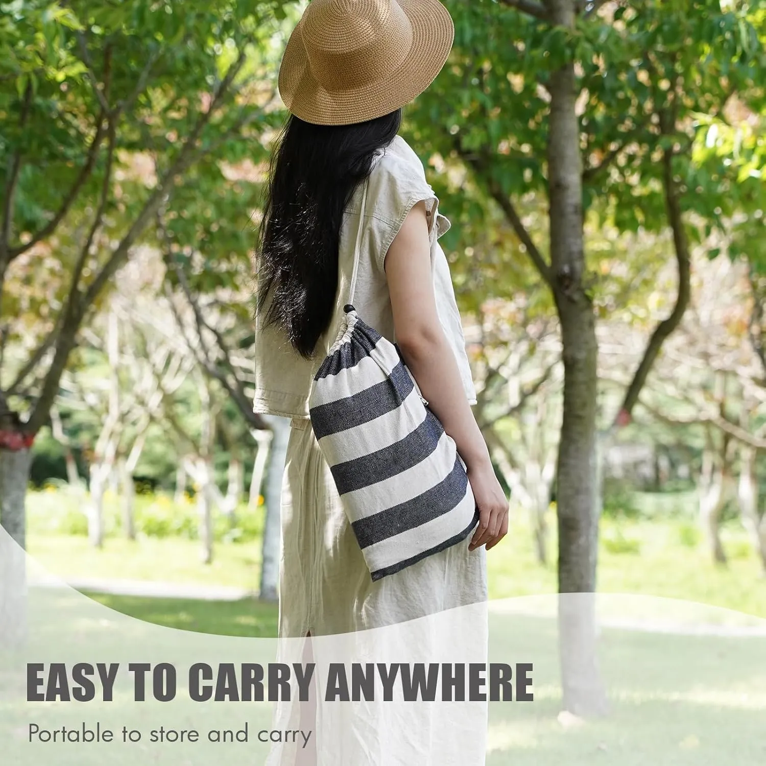 Brazilian Hammock with Tree Straps - Cotton Hammocks Portable Hammock with Carry Bag for Backyard, Porch, Outdoor and Indoor Use