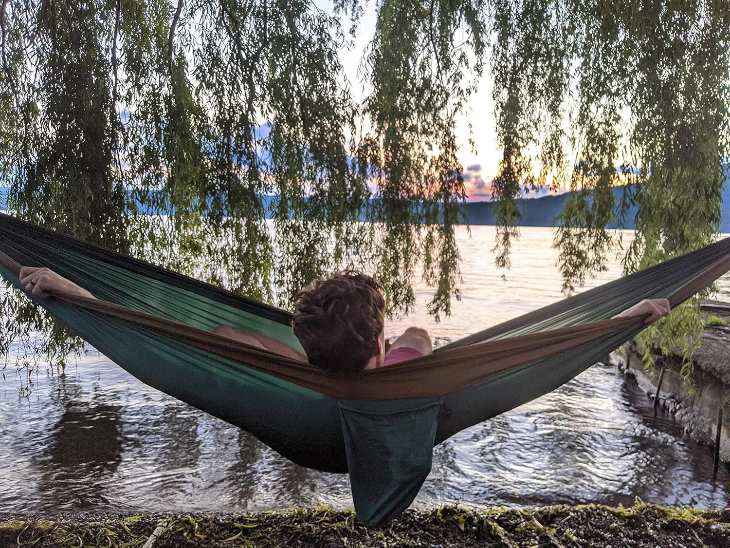 Breezy Point® Durable Double Lightweight Parachute Camping Hammock with Tree Straps – Great for Indoors/Outdoors, Camping, Backpacking, Dormitory, Pool/Beach/Lake, Travel, Portable (Forest Blend)