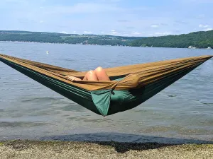 Breezy Point® Durable Double Lightweight Parachute Camping Hammock with Tree Straps – Great for Indoors/Outdoors, Camping, Backpacking, Dormitory, Pool/Beach/Lake, Travel, Portable (Forest Blend)