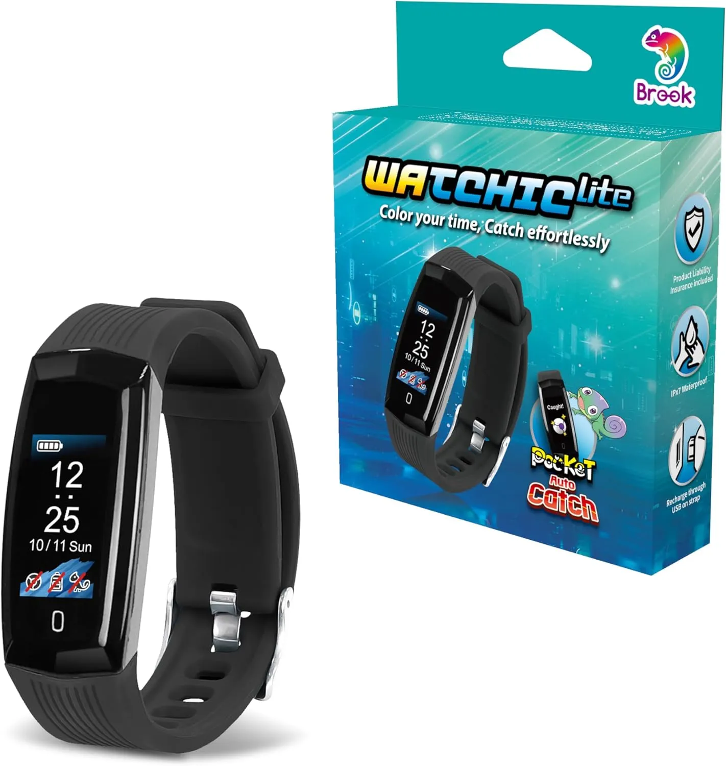 Brook Pocket Auto Catch Watchic Lite - Auto Catcher, IPX7 Waterproof, 0.96" Color Display, Pocket Monster Accessory