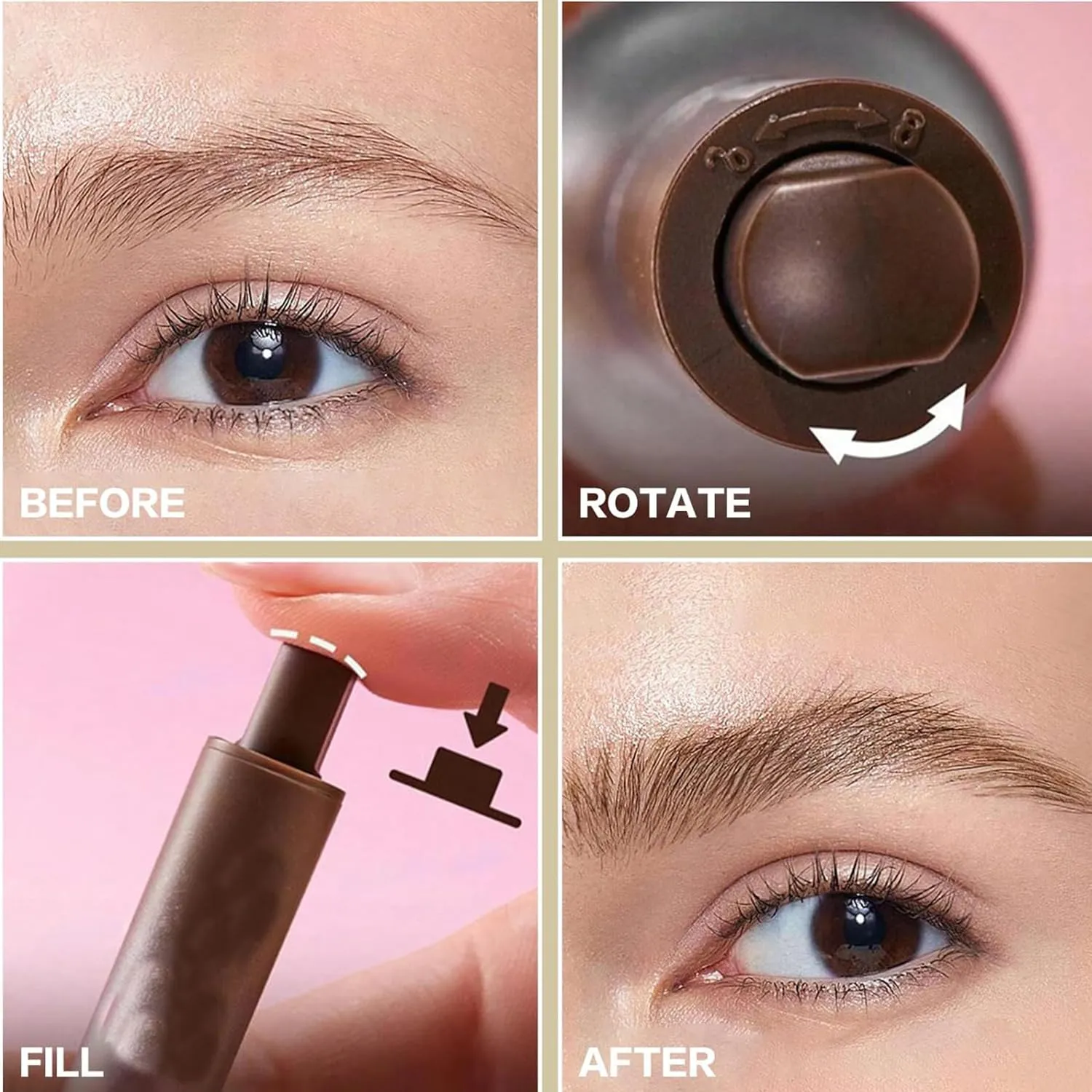 Brow Brush, 1/2PCS Eyebrow, Instant Brow Brush, Instant Brow, Liquid Eyebrow Brush, Brow-Fection Angled Brush & Dip-Chocolate Long Lasting Waterproof (#01 #04)