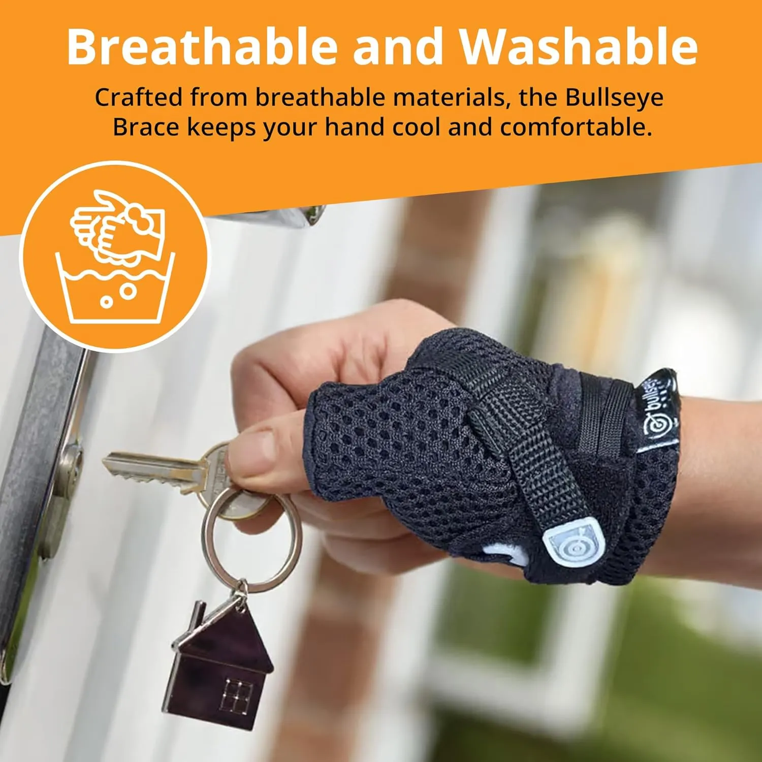 Bullseye Thumb Brace – Stabilizes CMC Joint for Arthritis & Injury Relief, Adjustable Fit, Speed Lacer for Easy On/Off, Comfortable, Hand Wash, Air Dry (L/XL - Right Hand, 23-27 cm)