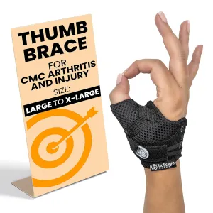 Bullseye Thumb Brace – Stabilizes CMC Joint for Arthritis & Injury Relief, Adjustable Fit, Speed Lacer for Easy On/Off, Comfortable, Hand Wash, Air Dry (L/XL - Right Hand, 23-27 cm)