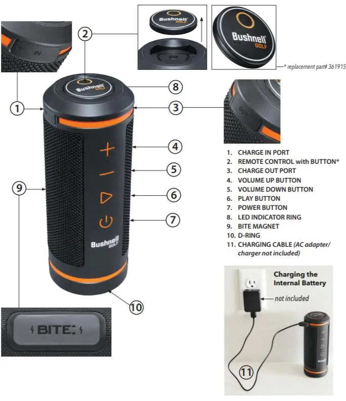 Bushnell Wingman GPS Bluetooth Speaker (361910)