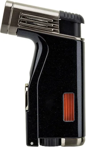 Butane Lighter Windproof Dual Flame Visible Fuel Window Flame Adjustment Compact and Portable Suitable for Outdoor Enthusiasts and Daily use(Black)