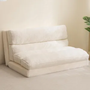 BYBYME Bean Bag Bed Folding Sofa Bed, Extra Wider Fold Full Floor Mattress for Adults with Washable Soft Faux Fur Cover, Floor Couch for Bedroom Living Room