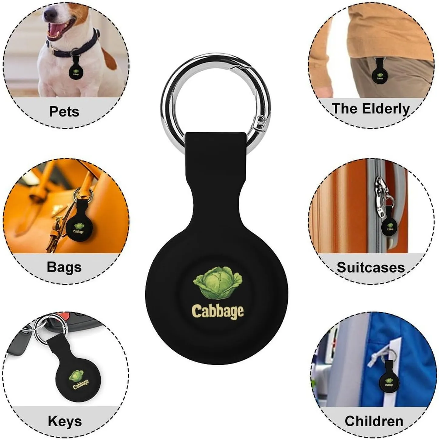 Cabbage Compatible with Airtag Holder Anti-Scratch GPS Cases Portable Accessory with Keychain 1PCS