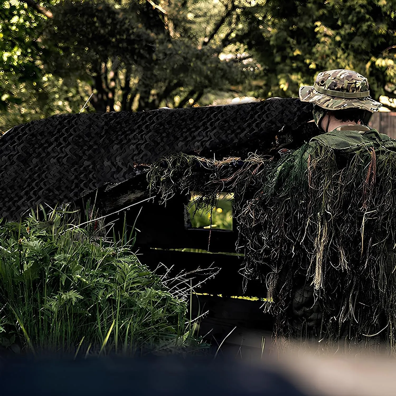 Camo Shade Cloth Black Tear-resistant Camouflage Net - Bulk Roll Camo Netting Available In A Variety Of Sizes For Duck Hunting Blind Shooting Photography Camping Decoration Car Cover(2.5*1.0m/8.2*3.3f