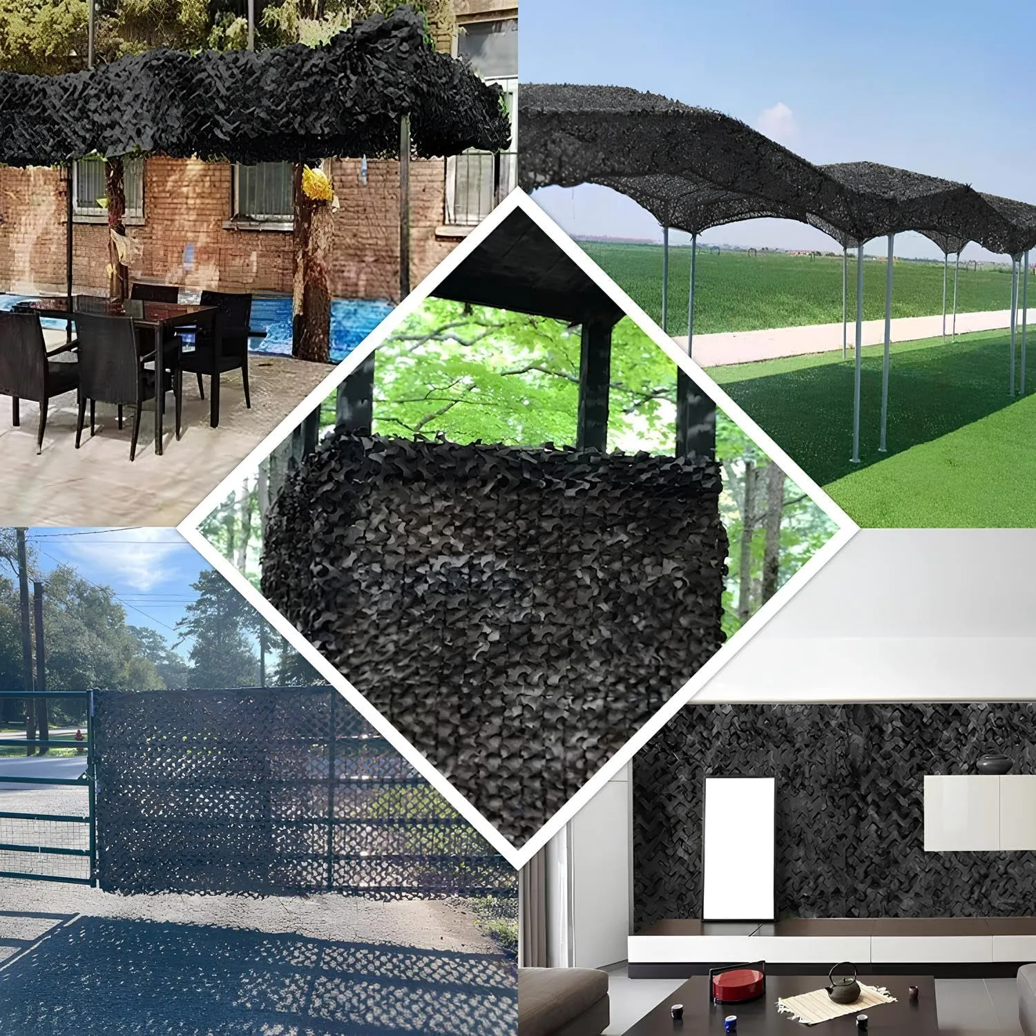 Camo Shade Cloth Black Tear-resistant Camouflage Net - Bulk Roll Camo Netting Available In A Variety Of Sizes For Duck Hunting Blind Shooting Photography Camping Decoration Car Cover(2.5*1.0m/8.2*3.3f
