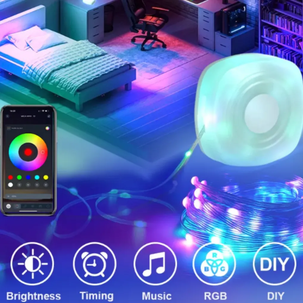 Camping 5m String Light USB colour change app controls