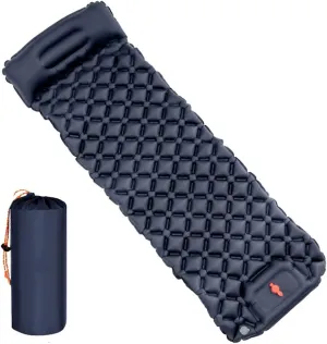 Camping Blankets Outdoor Camping Sleeping Pad Inflatable Mattress with Pillows Ultralight Air Mat Built-in Inflator Pump Travel Hiking(Black)