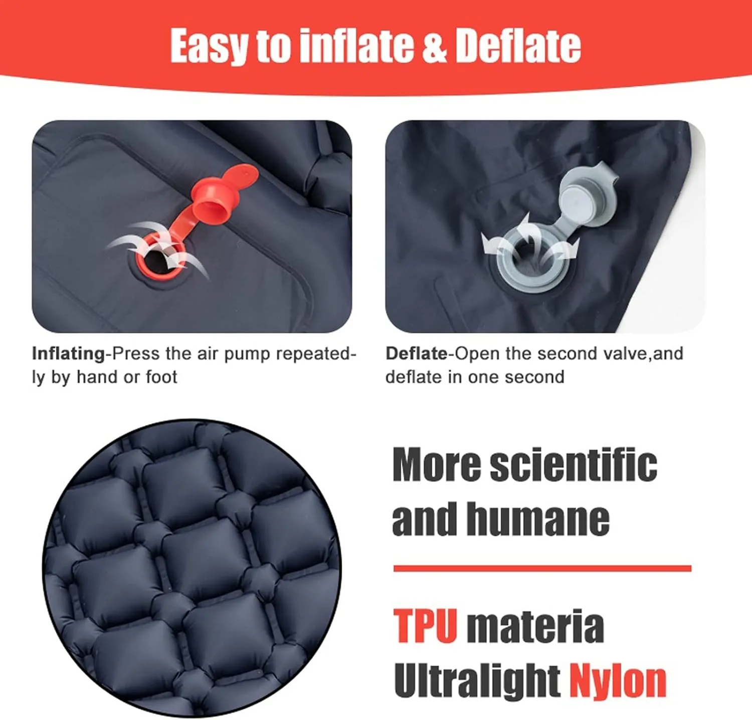 Camping Blankets Outdoor Camping Sleeping Pad Inflatable Mattress with Pillows Ultralight Air Mat Built-in Inflator Pump Travel Hiking(Black)