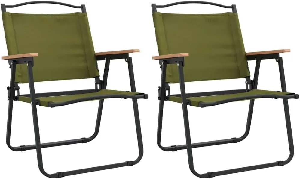 Camping Chairs 2 pcs ,Coffee Chair,Beach Chair,Corner Seat,Fishing Chairs,Garden Chairs,Outdoor Chairs,Armchair,for Outdoor,Fire Pit,Deck,Lawn,Outside,Garden,Green 21.3"x21.7"x30.7" Oxford Fabric