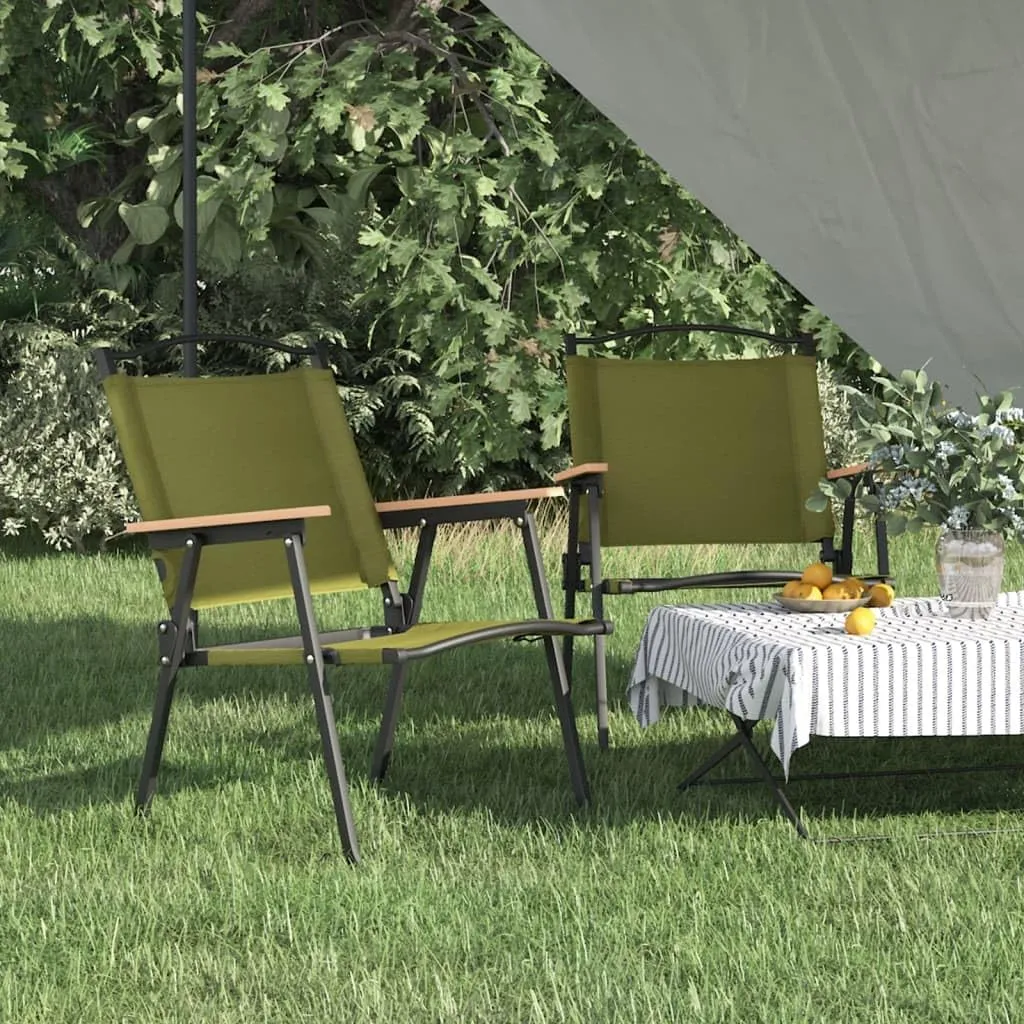 Camping Chairs 2 pcs ,Coffee Chair,Beach Chair,Corner Seat,Fishing Chairs,Garden Chairs,Outdoor Chairs,Armchair,for Outdoor,Fire Pit,Deck,Lawn,Outside,Garden,Green 21.3"x21.7"x30.7" Oxford Fabric