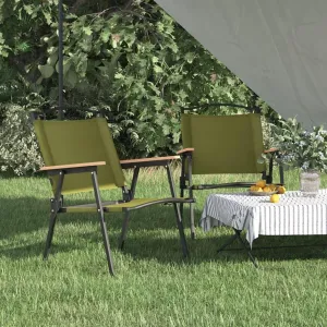 Camping Chairs 2 pcs ,Coffee Chair,Beach Chair,Corner Seat,Fishing Chairs,Garden Chairs,Outdoor Chairs,Armchair,for Outdoor,Fire Pit,Deck,Lawn,Outside,Garden,Green 21.3"x21.7"x30.7" Oxford Fabric