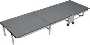 Camping Cot, Folding Bed, Camping Cots for Adults Glamping Cot with Sleeping Pad, 3-Fold Guest Bed, Folding Metal Cot with Thick Mattress Pad, Lounge Chair Sleeping Cot Grey