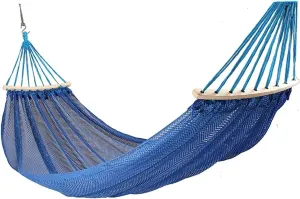Camping Hammock Bed Hanging Camping Hammock Breathable Casual Mesh Lightweight Nylon Camping for Indoor Outdoor Travel Hiking Beach Hammock Swing (Color : Blue)