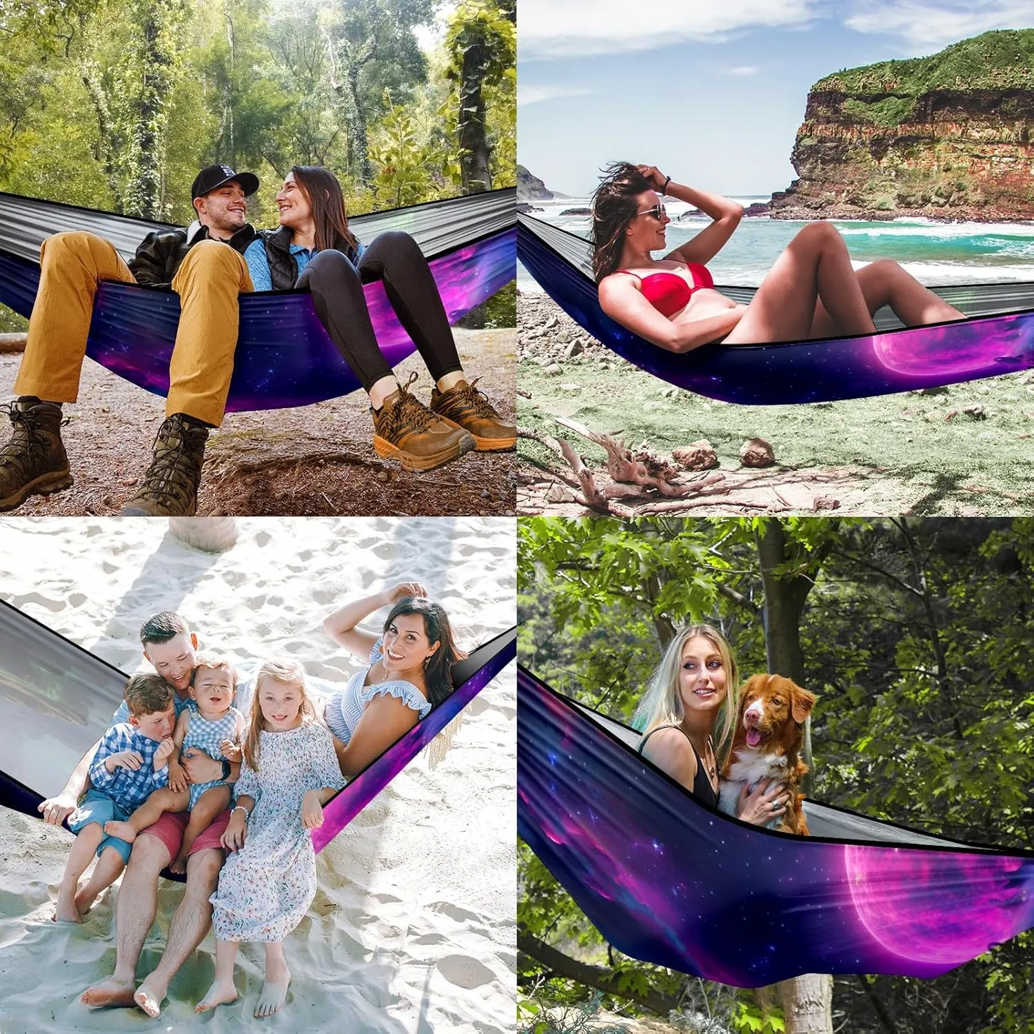 Camping Hammock Double & Single Portable Hammocks with 2 Tree Straps, Great for Hiking,Backpacking,Hunting,Outdoor,Beach,Camping, Pig (32)