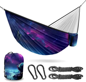 Camping Hammock Double & Single Portable Hammocks with 2 Tree Straps, Great for Hiking,Backpacking,Hunting,Outdoor,Beach,Camping, Pig (32)