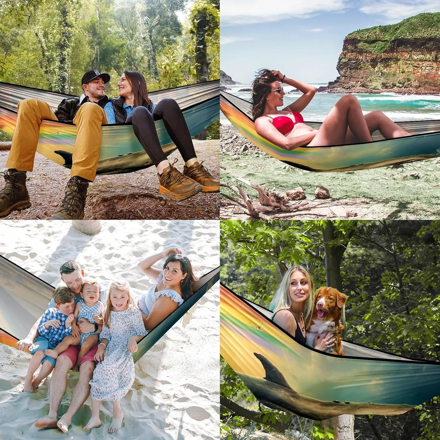 Camping Hammock Double & Single Portable Hammocks with 2 Tree Straps, Great for Hiking,Backpacking,Hunting,Outdoor,Beach,Camping, Whale (42)