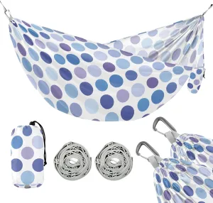 Camping Hammock Outdoor Hammocks for Outside Blue Violet Dots Beach Trees Portable Lightweight with Pockets Tree Straps Indoor