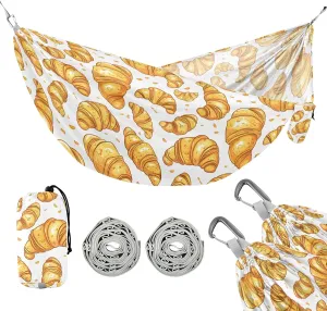 Camping Hammock Outdoor Hammocks for Outside Croissants Bread Beach Trees Portable Lightweight with Pockets Tree Straps Indoor